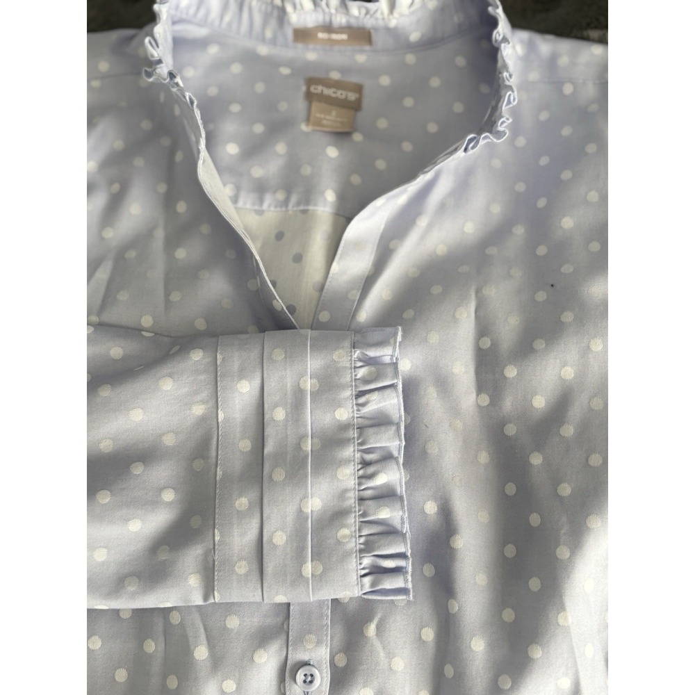 Chico's Light Blue Polka Dot Button Down Shirt